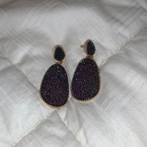 Boutique - Purple and Blue Drusy Stone Earrings